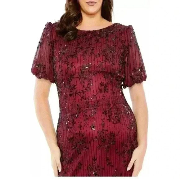 Mac Duggal 5940 Burgundy Red Black Evening Gown Dress Plus 20W - Picture 3 of 13